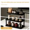 Wood Multi-Layer Coffee Mug Display Rack Stepped Countertop Cup Holder Space Saving Storage Shelf for Kitchen Office Living Room