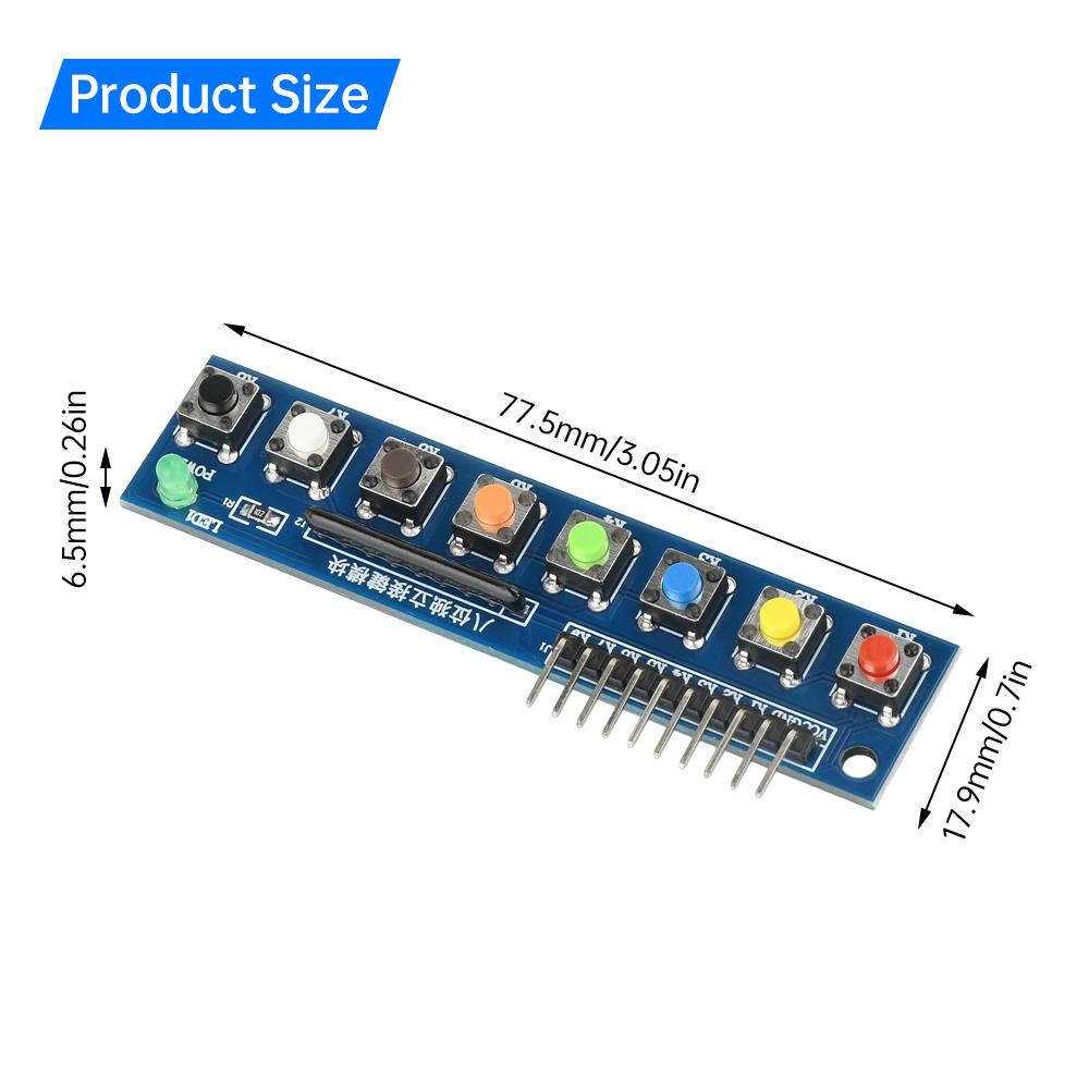 8-Bit Touch Keyboard Module with Green LED Indicator and Digital Signal Output DC 3.3-5V  Game Console for MCU /ARM/Raspberry Pi