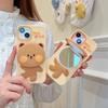 Mirror Holder Brown Bear Is Suitable for Apple 14Promax Silicone iPhone15Promax Three-dimensional 13 Mobile Phone Case.