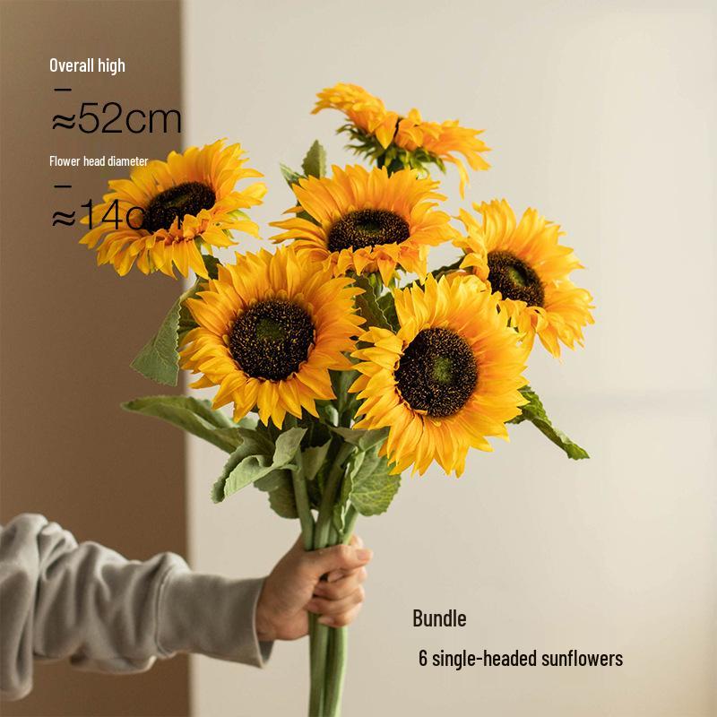 Sunflower Silk Flower Arrangement: Artificial Dried Flowers for Living Room, Dining Table, and Photo Props