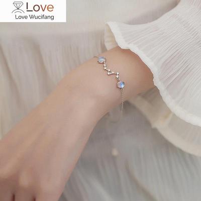 Fashion Korean 925 Sterling Silver Bracelet Link Chain Crystal Round Charm Bracelet &Bangle for Women Wedding Jewelry