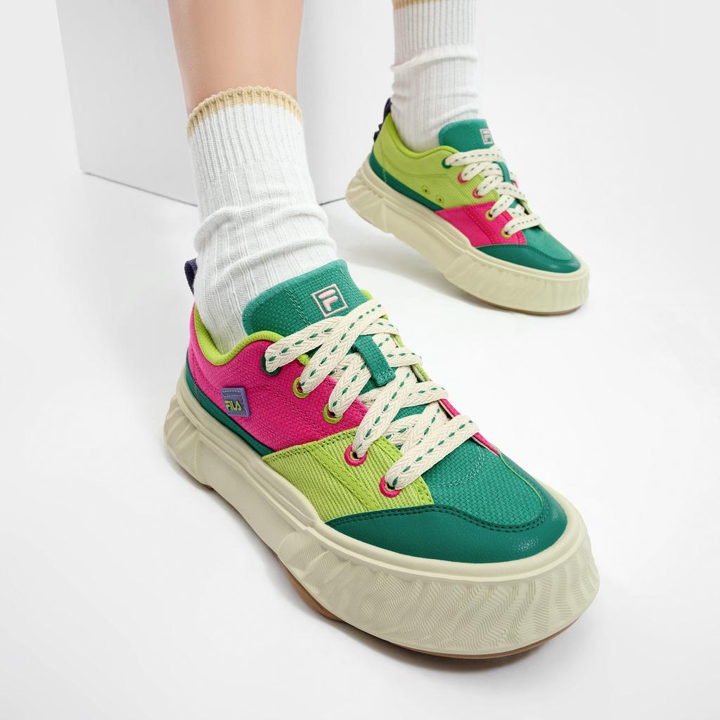 New FILA Fosso Chuanxing Shoes Abrasion Resistant Low top Canvas Shoes Women's Green Pink F12W422304FBT
