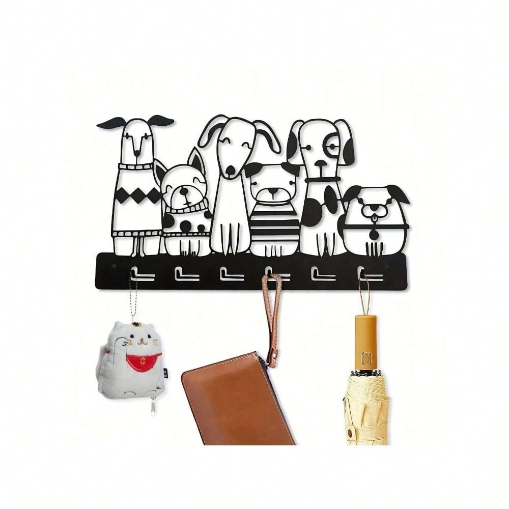Creative Animal Wrought Iron Wall Mounted Key Holder with Screws and Expansion Bolts