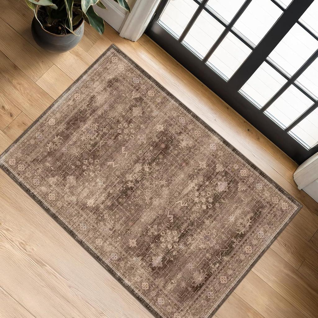 Retro Persian Crystal Velvet Non-Slip Hallway Door Mat - Dirt & Wear Resistant Floor Pad for Bathroom & Hotel.