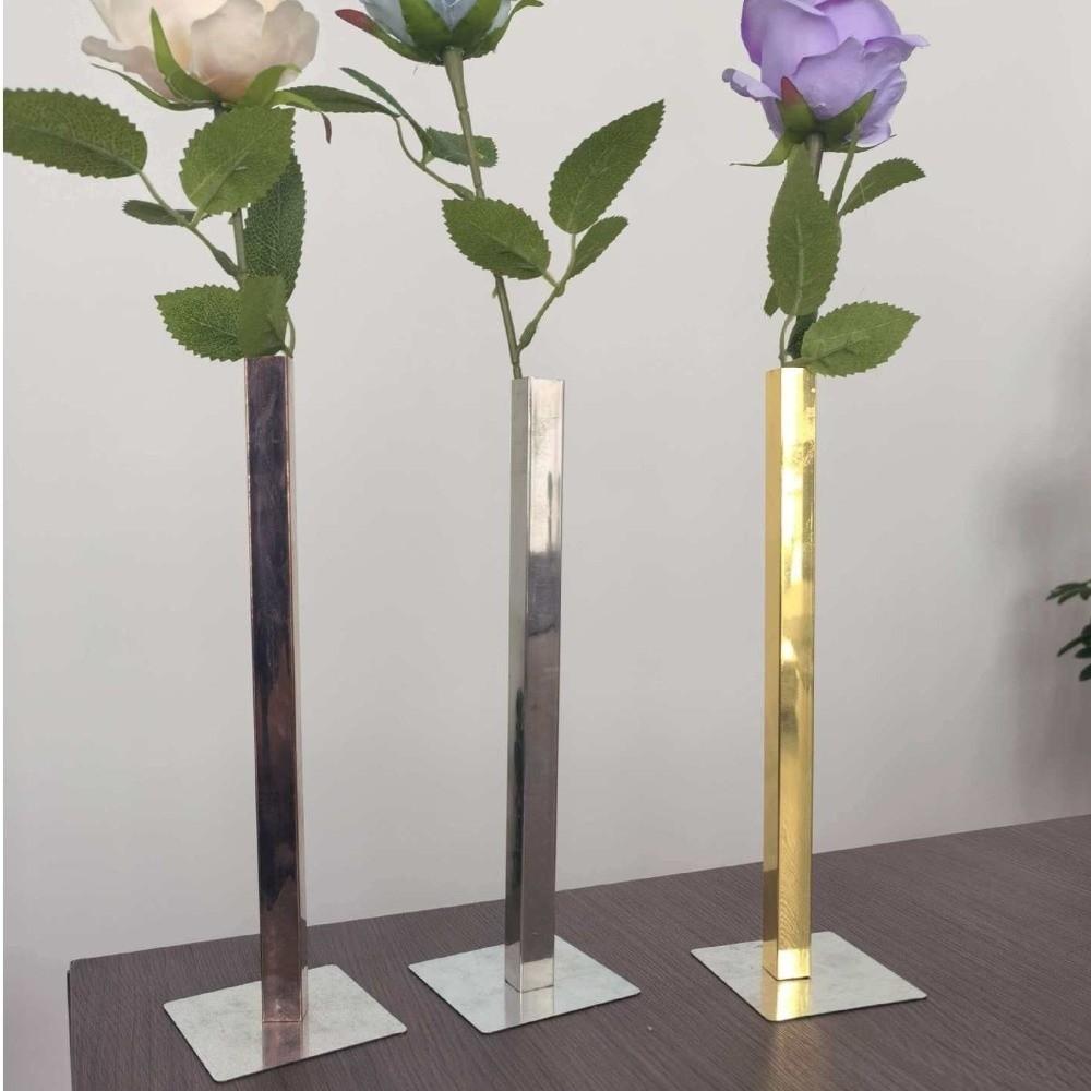 Nordic Light Luxury Vase Unique Metal Tube Vase Geometric Vase Table Centerpiece