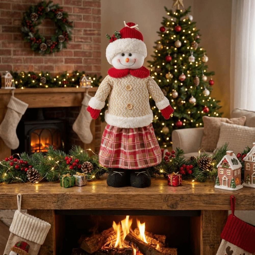 Extendable Legs Christmas Snowman Ornament Space-Saving Retractable Standing Doll Home Decor