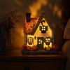 Pumpkin House LED Tabletop Decoration Resin Cottage Statue With Warm Illuminating Window for Fall Centerpieces, Fireplaces Mantels and Bedroom Shelf