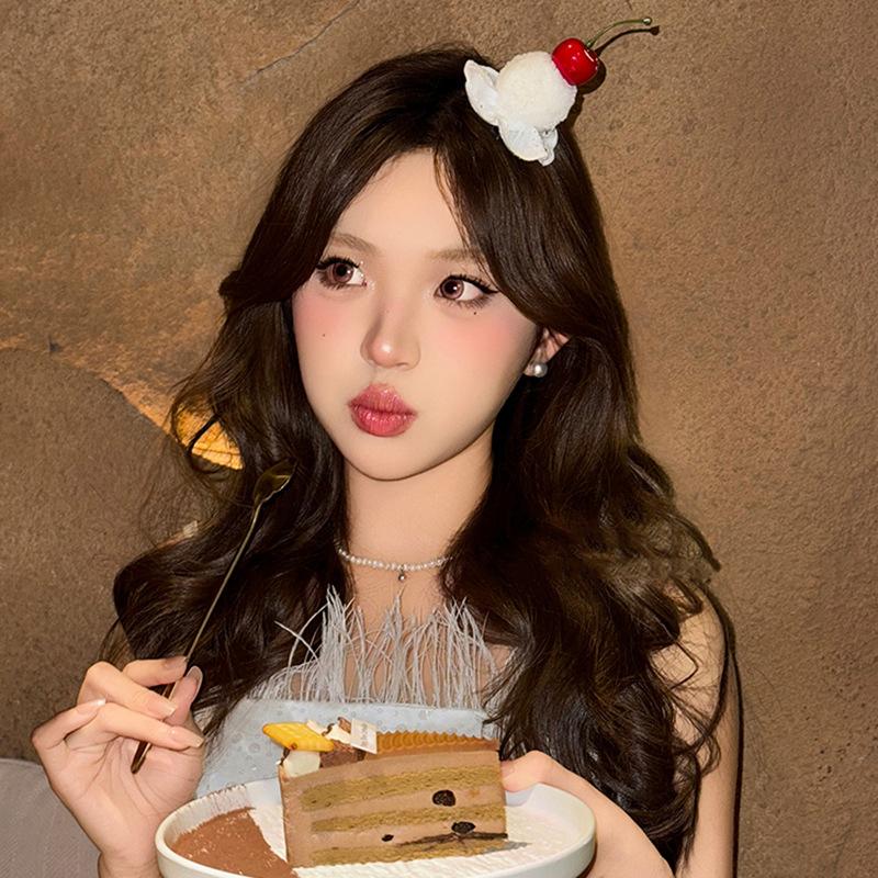 Roztomilé sponky do vlasů ve tvaru třešňového dortu pro ženy, dívky, sladké děti, podzimní/zimní plyšové vlasové doplňky, studentské dárky