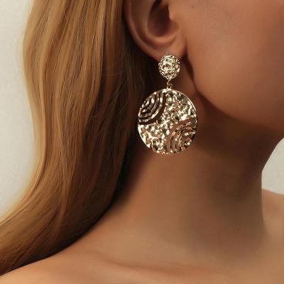 Big Round Metal Earring Gold Color Vintage Geometric Drop Earrings