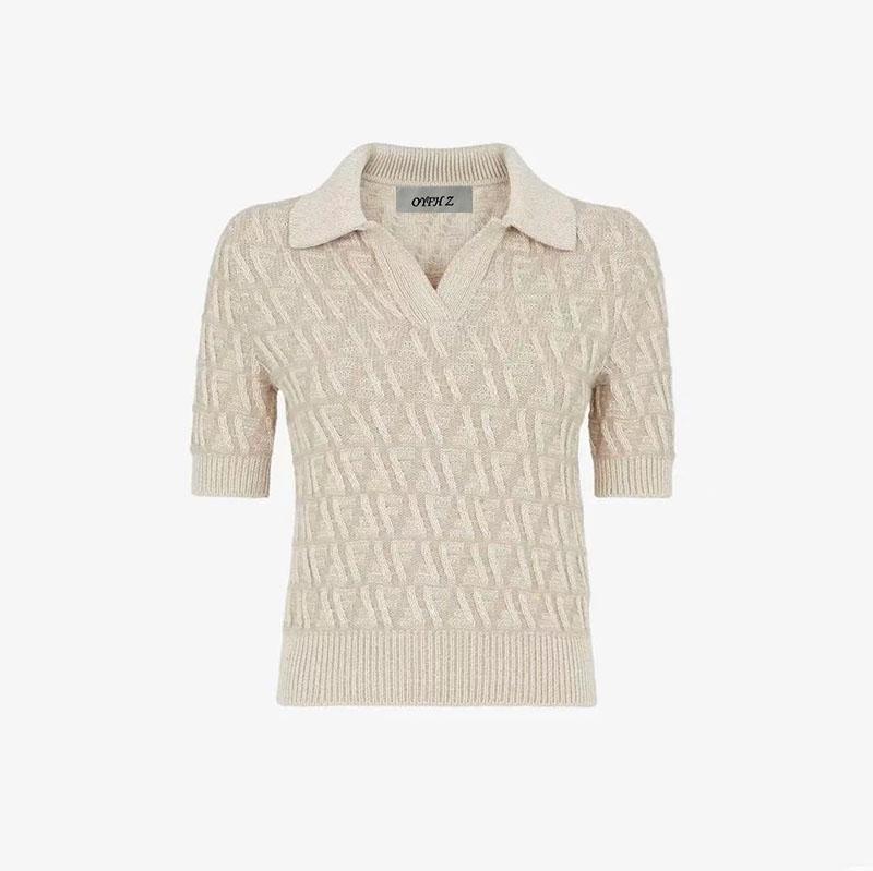 Silk-Cashmere Blend Jacquard Knit Top & Pencil Skirt Set for Women