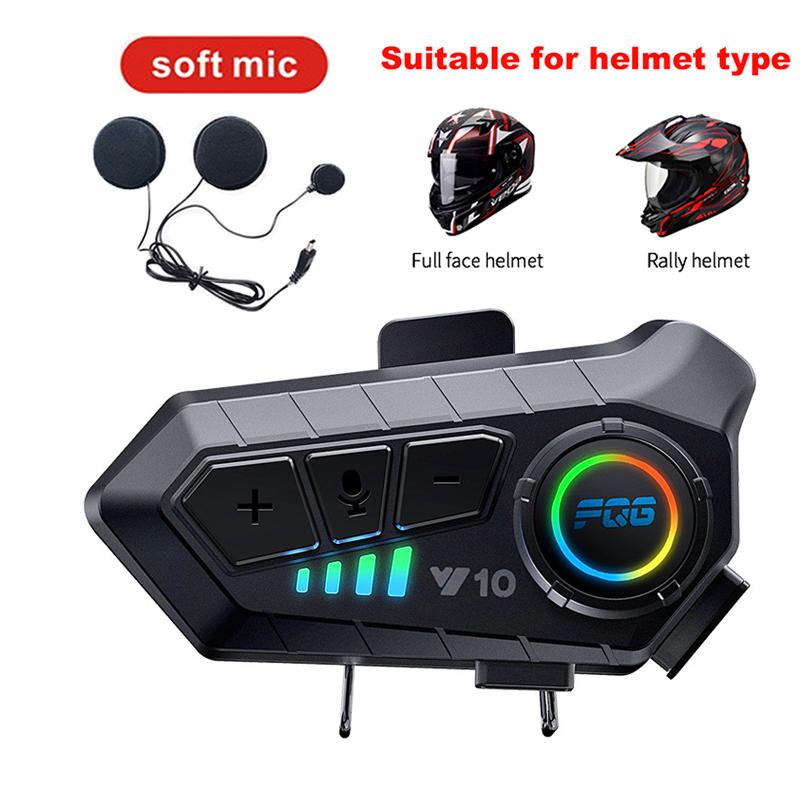 

Y10 Гарнитура для мотоциклетного шлема Стерео Bt5.3 Hands Free Ipx6 Водонепроницаемые 2000 мАч Мото Беспроводные наушники Поддержка голосового управления soft mic чёрный