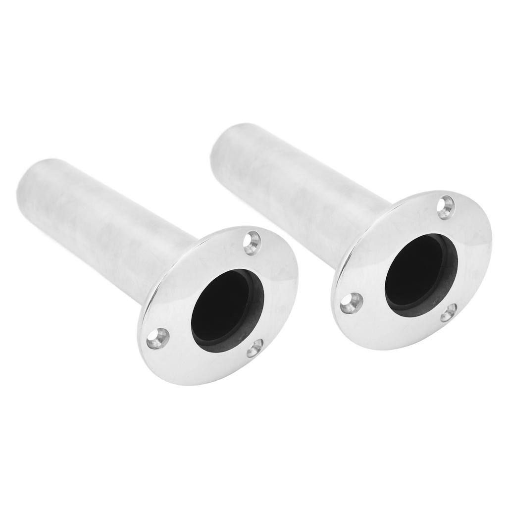 2Pcs Fishing Rod Holders Support Stainless Steel Heavy Duty Fishing Pole Holders with Draining Tube Liner 90 Degree for
