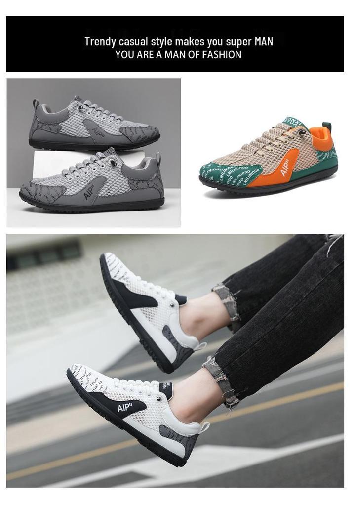 Men's Breathable Mesh Sports Casual Shoes - Soft Sole, Non-Slip, Trendy Summer Driving Sneakers
