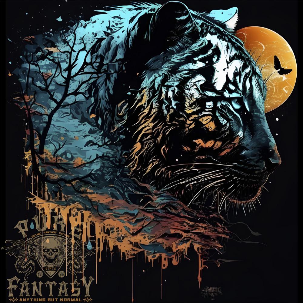 26 A Tiger and Moon Mens Light Cotton T-Shirt Unisex T-Shirt M