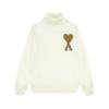 AMI Autumn and Winter New Gold and Silver Large Heart Alpaca Wool Blended Soft and Sticky Knitted Couple's High Neck Sweater