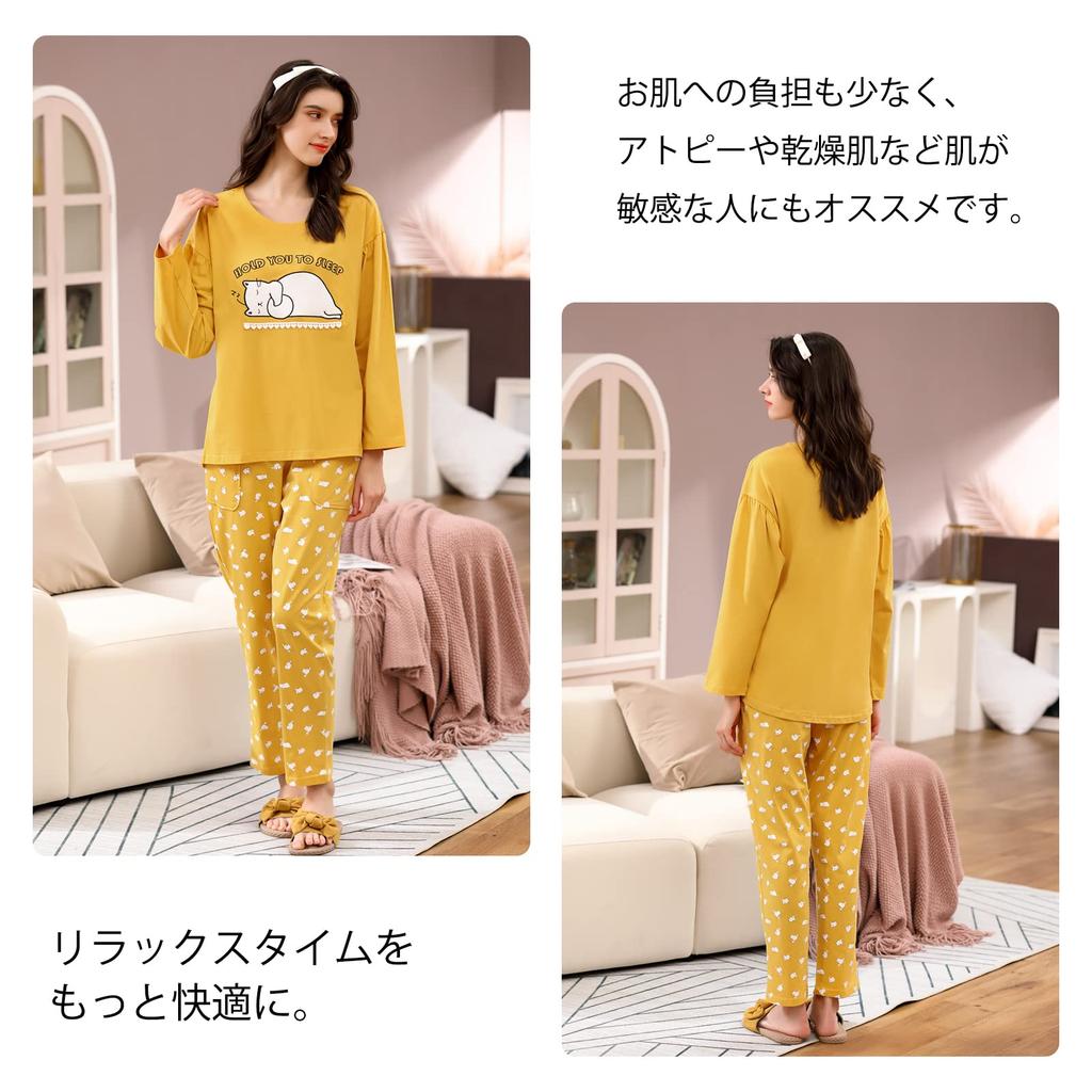 HACAI Cotton Short Summer and Gentle On the Skin Women's 100% Pajamas, Loungewear, Sleeves, Set, Moisture-Wicking, Quick-Drying,