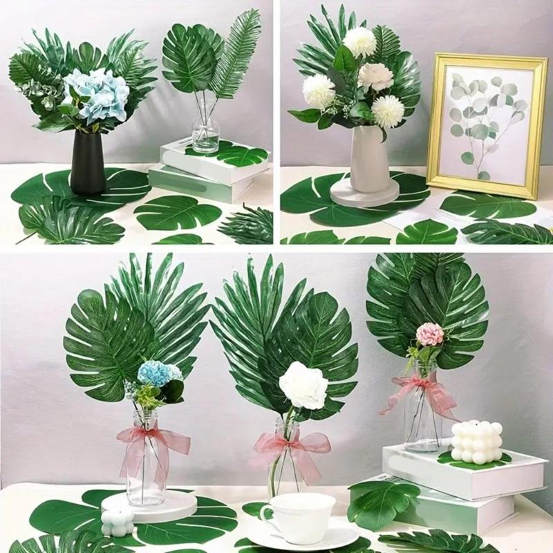 72Pcs Artificial Monstera Leaf Decoration Reaslitic Foliages For Wedding Home Party Decoration Vase Flower Arrangements