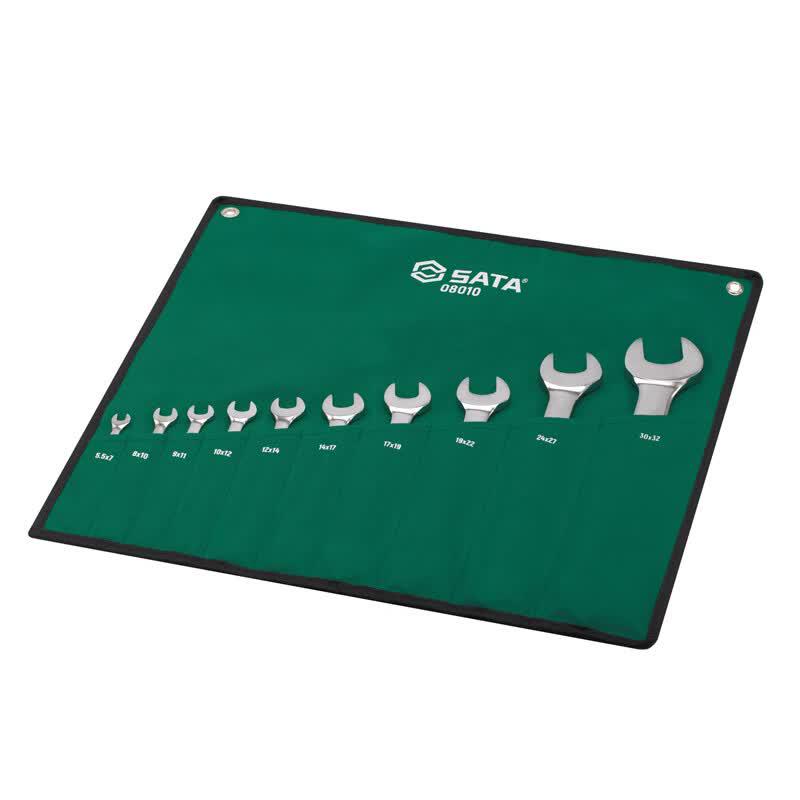 SATA 10-Piece Fully Polished Double Open-End Wrench Set