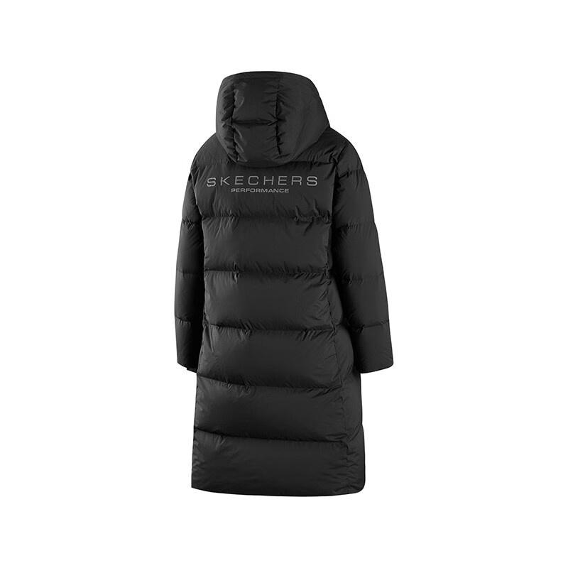 (WMNS) Skechers Woven Long Down Jacket 'White Black' Women's P422W024