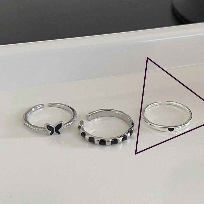 

Dark Trendy Aesthetic Butterfly Heart Adjustable Copper Ring Women For