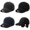 Warm Solid Color Baseball Cap With Ear Protection For Elderly Men In Winter