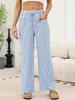 Women's High Rise Wide Leg Pants Loose Fit Trousers Plaid Drawstring Woven Spring Casual Long Pants For Daily Street Outfit