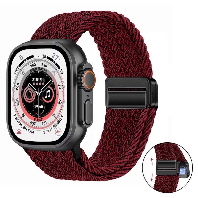Nylon Braided Band For Apple Watch Series Ultra 3 2 1 49mm 11 10 46mm 42mm 9 8 7 45mm 41mm Magnetic Strap iWatch 6 5 SE 44/40mm Belt