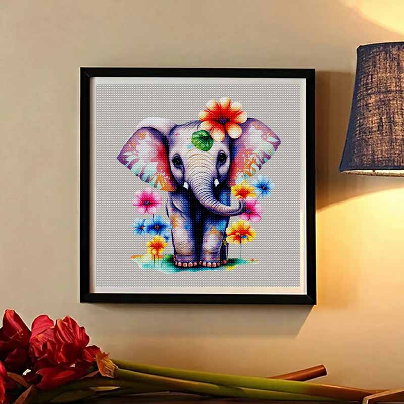 New Arrival 5D DIY Full Circle Diamond Painting "Colorful Flower Elephant" Embroidery Cross Stitch Home Decor Gift