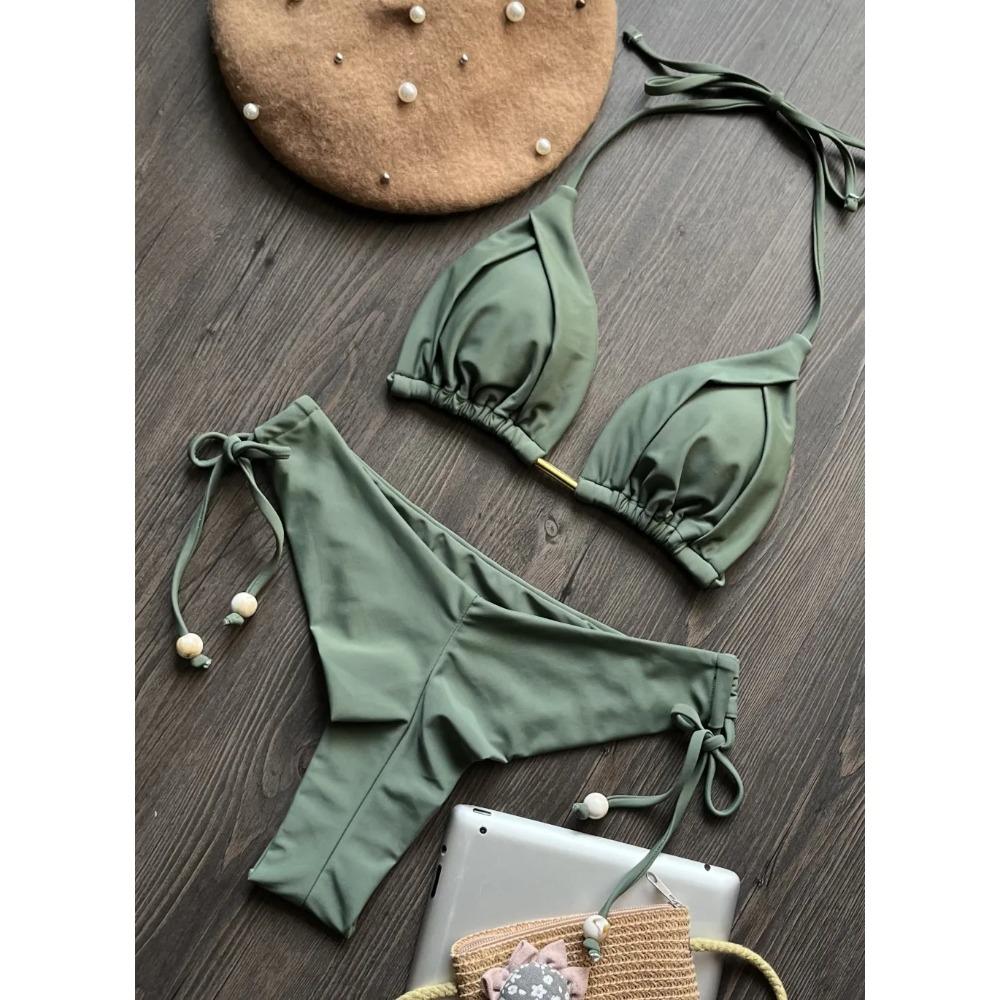 2025 Neuer Sexy 13 Farben Dreieck Badeanzug für Damen Brasilianische Bikinis Bademode Push-Up Badeanzug Strand Bikini Set