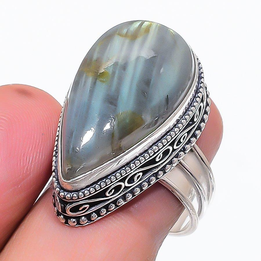 Labradorite Gemstone 925 Sterling Silver Jewelry Ring Size 8.5
