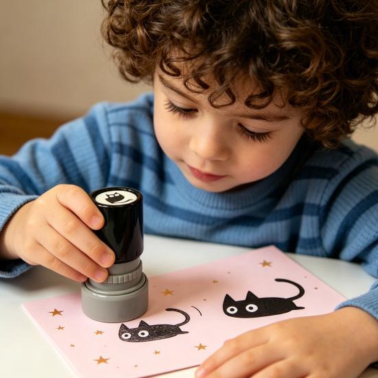 Cute Black Cat Stamp Self Inking Cat Pattern Stamp Mini Kitten Stamp for Journals Cards Planners Scrapbooks Decoration
