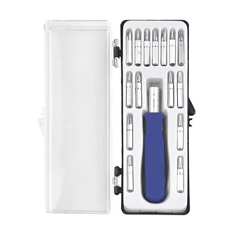 

Multi-Tip Magnetic Screwdriver Kit: 16-in-1 Tool for iPad & Camera Repair синий