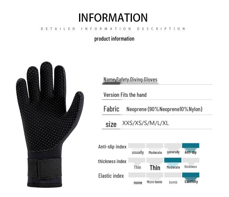 Men's Winter Diving Gloves, 3/5MM - Non-Slip, Scratch-Resistant, Warm Snorkeling, Fishing, and Swimming Gloves