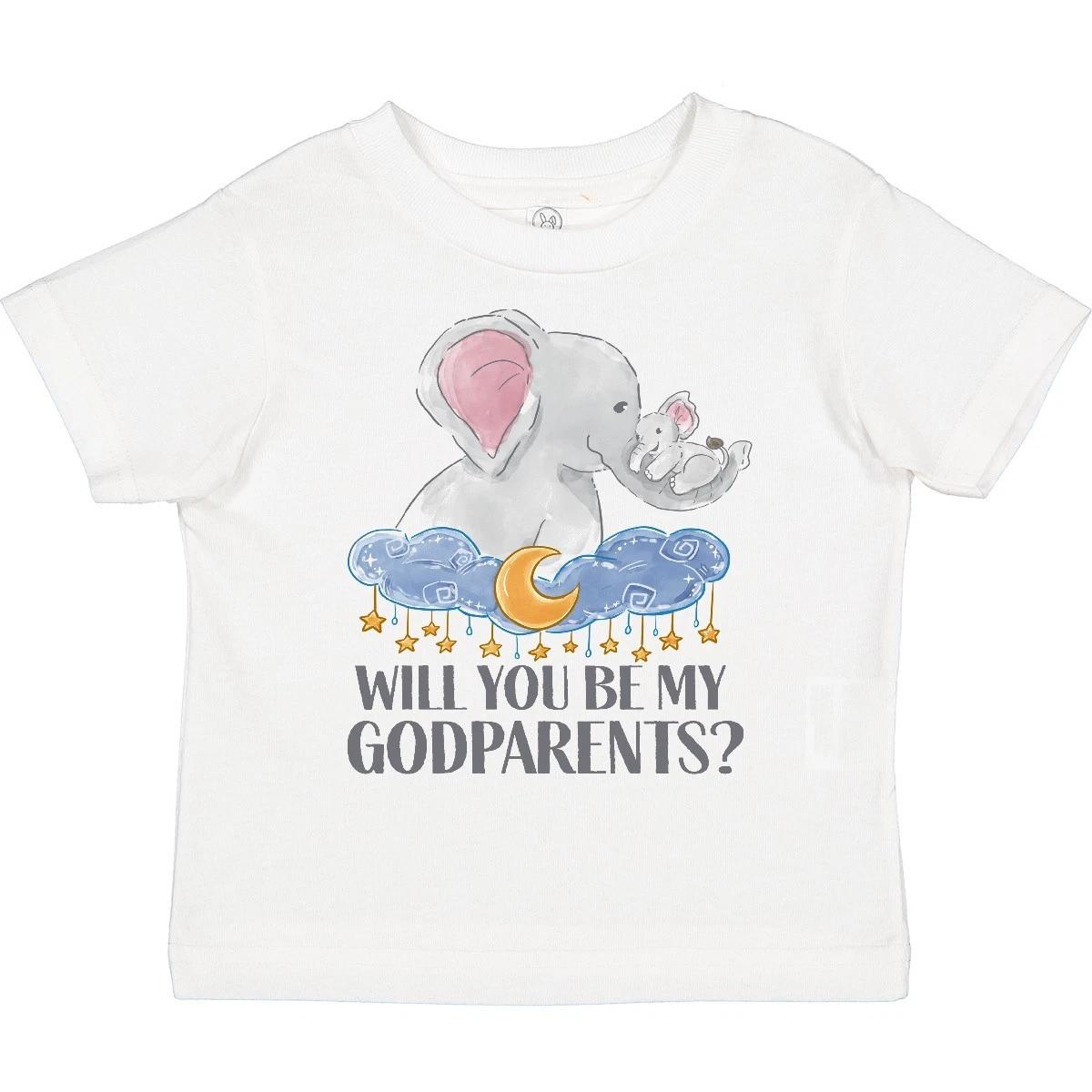 

Inktastic Will You Be My Godparents Cute Elephants Moon And Toddler T-Shirt Sky 110