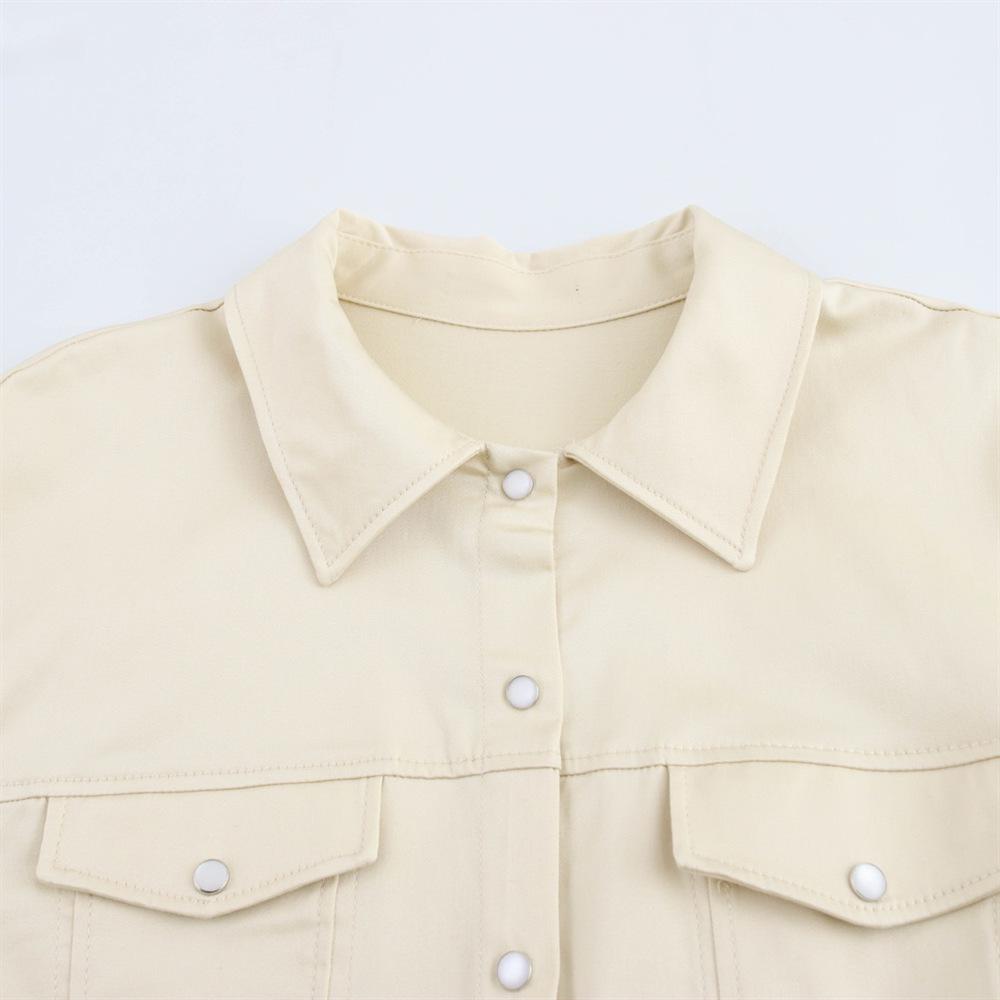 2025 Spring Women's Slim Lapel Short-Sleeve Wide-Hem Dress