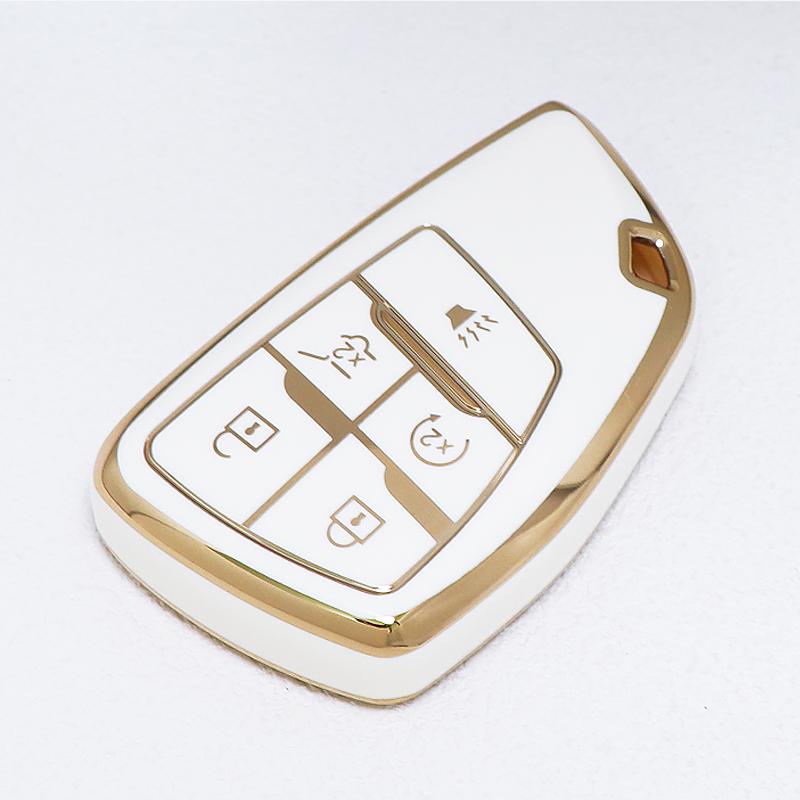 5 Buttons For GMC Yukon Gold Edge TPU Shell for Buick ENVISION S Plus Avenir for Chevrolet Tahoe Suburban Car Key Case Fob Cover