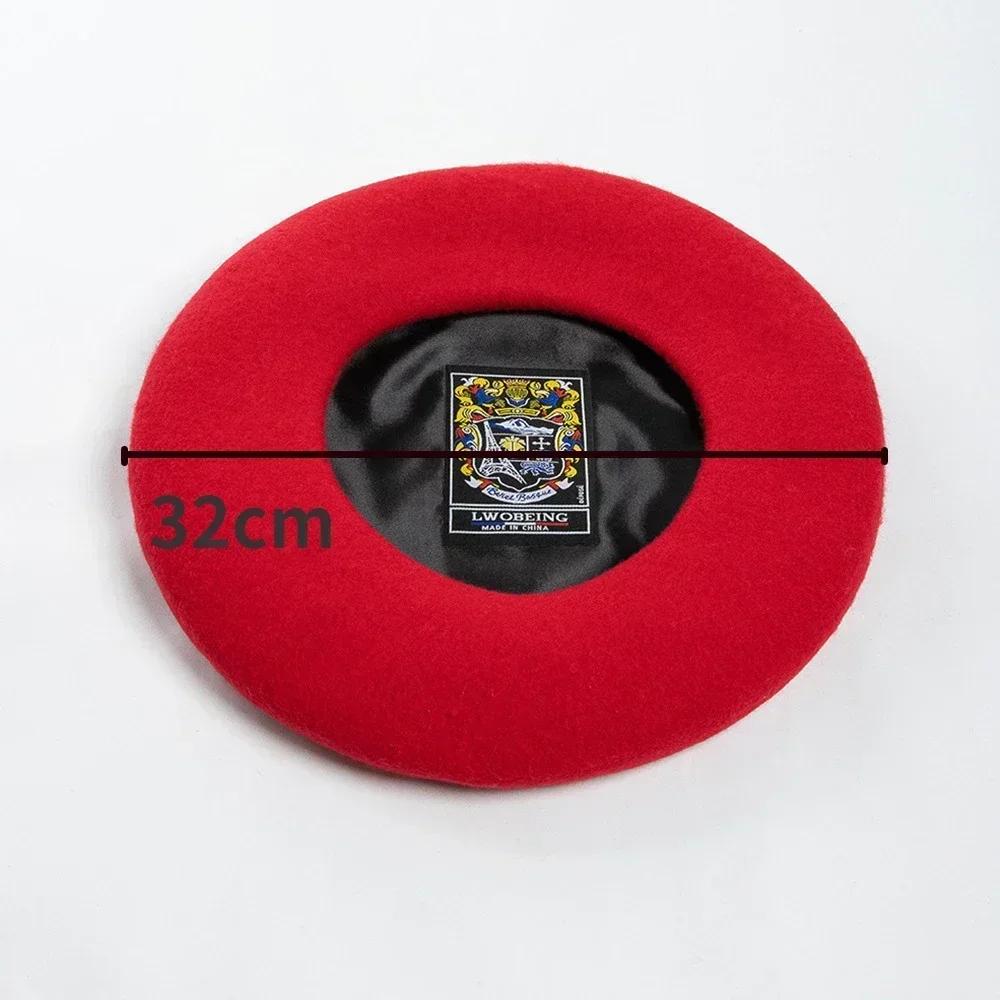 

New Big Size L58-60cm Women Men 100% Wool Berets Autumn Winter Oversized 32cm Painter Beret Large Size Female Warm Walking Cap L 58-60cm