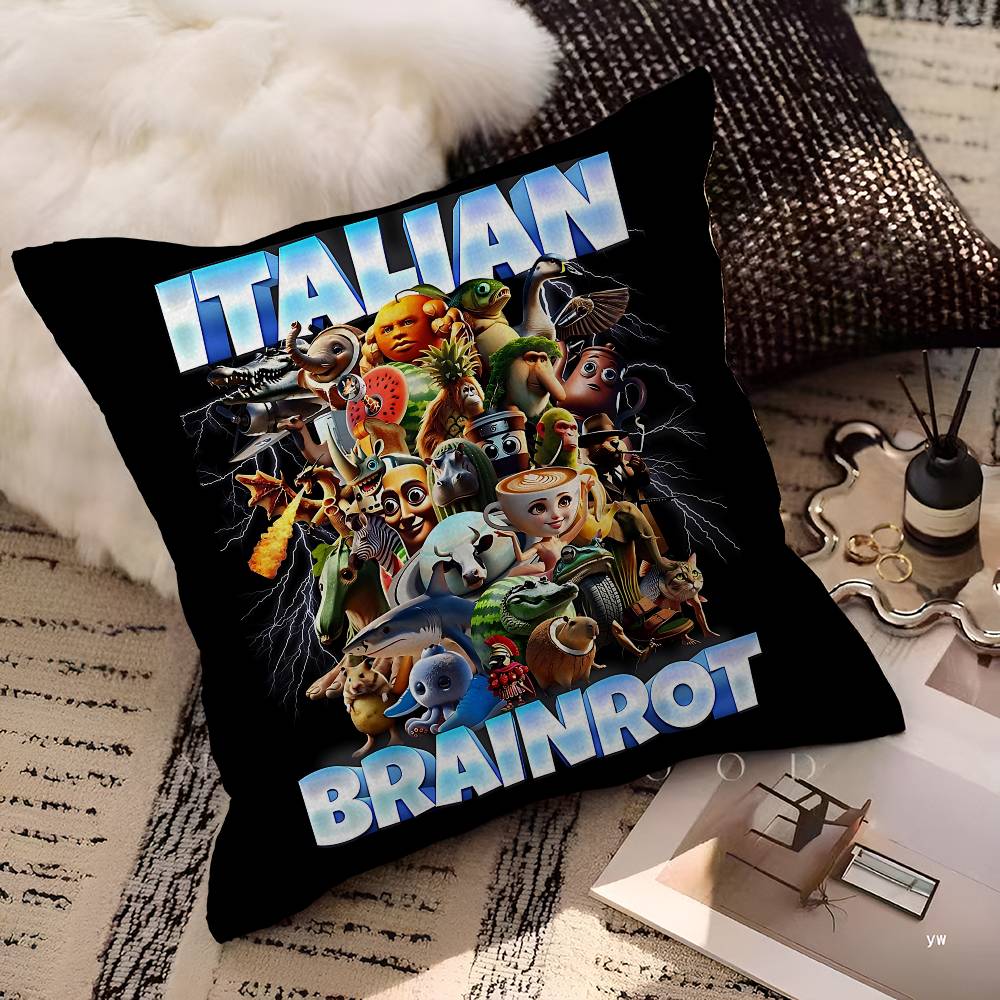 I-ITALIANS B-Brainrot Creative Animal Maple Design Cushion Cover Happy Autumn Harvest Decor Holiday Decorati Pillow Cover