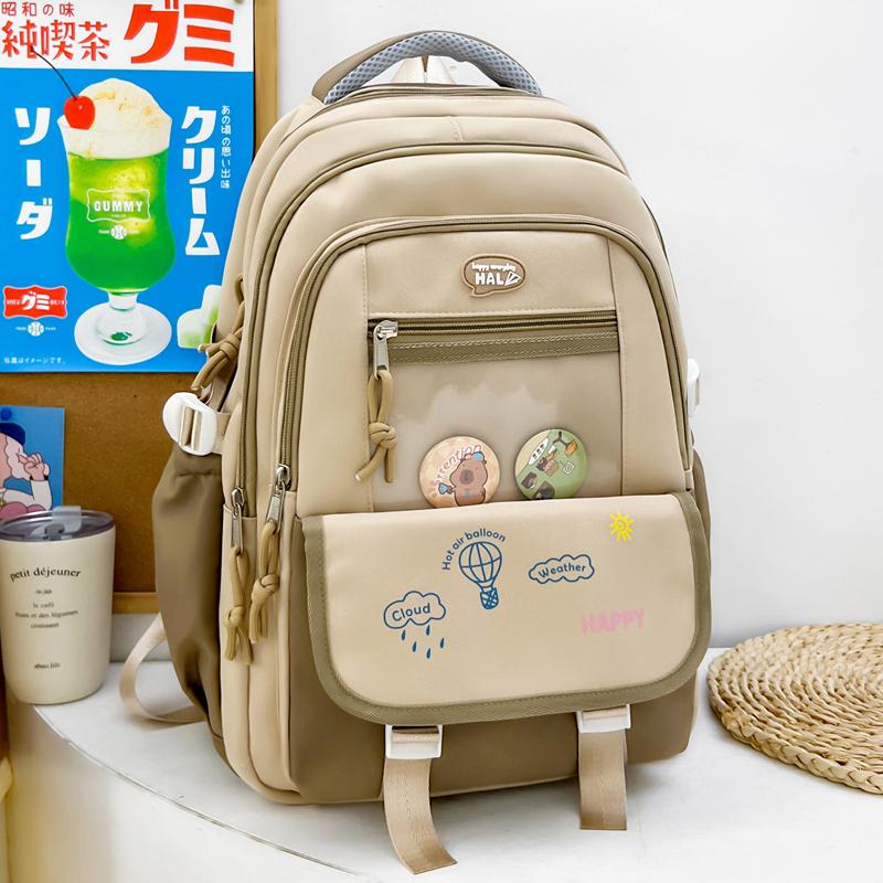 Contrast Color Women Large Capacity Backpack Student School Bag