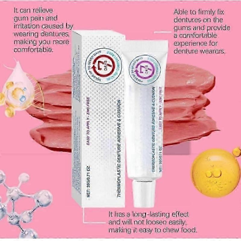 3X Adheza Thermoplastic Denture Adhesive, Zinc-Free Formula Long-Lasting Hold Up to 7 Days Secure Fit