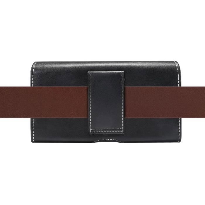 Étui Housse en Cuir Horizontal - BQ - 5015L FIRST - Noir - Boucle de Ceinture - Fermeture Magnétique