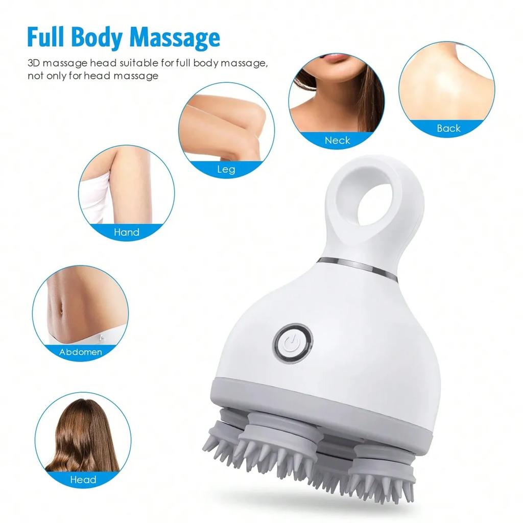 Elektrischer Kopfhaut-Massagegerät, mit Knet- und Massageknoten, zur Druckentspannung und Tiefenreinigung der Kopfhaut