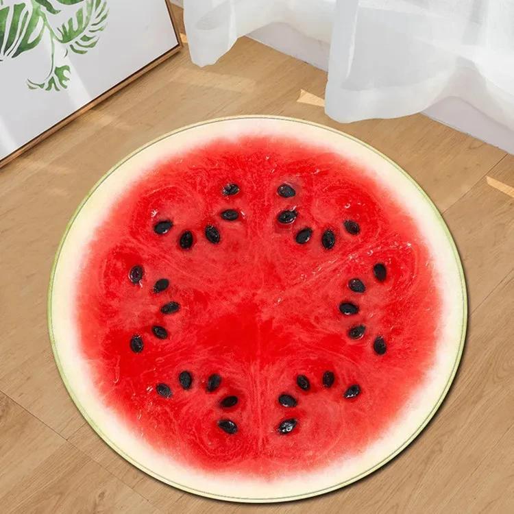3D Fruit Print Round Carpet Circle Area Rug for Bathroom Living Room Bedroom Decor Non-slip Cloakroom Floor Mats Kitchen Doormat