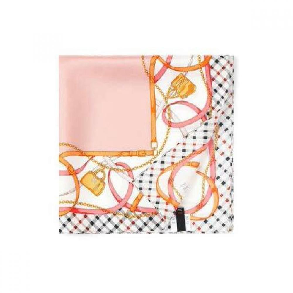 Daks Pink Chain Print Silk Square Scarf Dcsc2f142p2