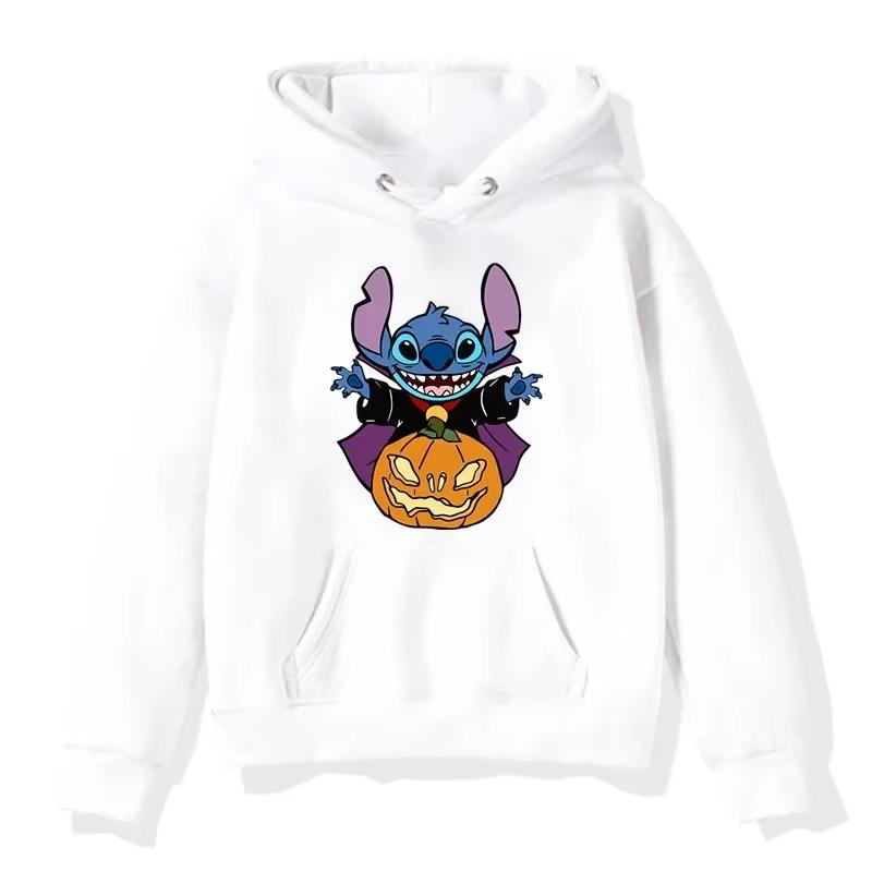 Halloween Stitch Pattern Hoodies Cute Cartoon Disney Sweatshirts Pocket Clothing Daily Men Hoodies Autumn Winter Pullover Tops