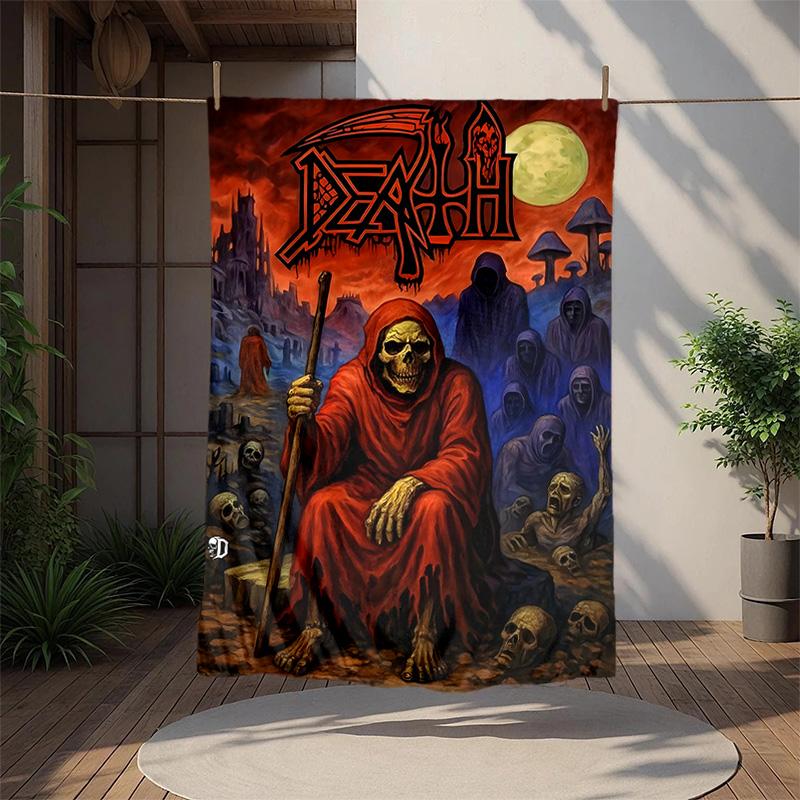 Death Flannel Blanket Soft Warm All-Season Throw, Design for Camping, Car Travel, Hiking Sofa, Bed, Office Perfect Gift for Parties