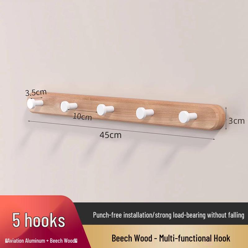 Log Style Wooden Wall-Mounted Coat and Clothes Hook