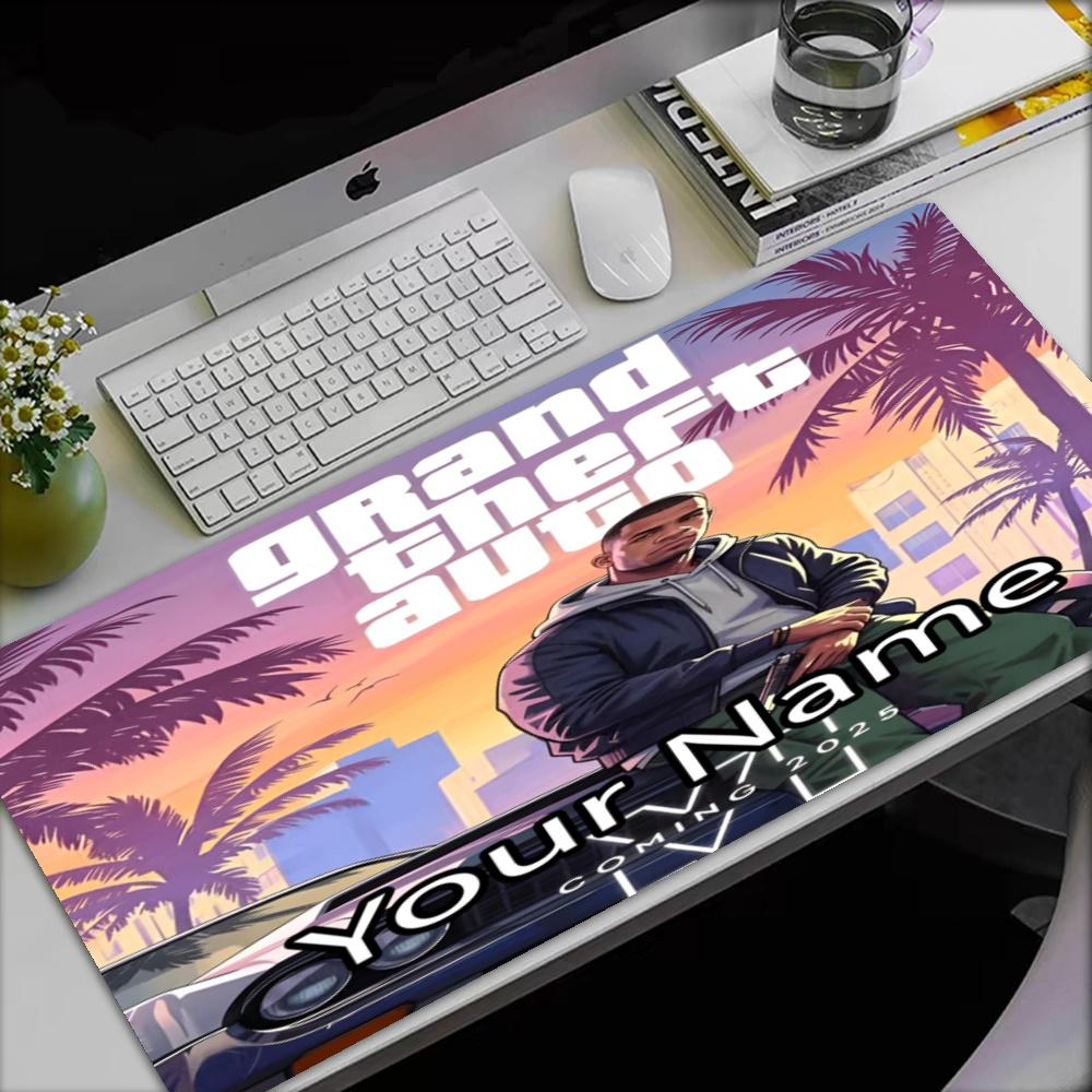 Custom Name GTA Theme Mouse Pad, Non Slip Rubber Base, Multifunctional Office & Home Decor, Perfect for Workspace Personalization.