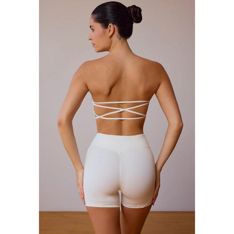 

Спортивный Фитнес Красота Топ-труба на спине с нагрудными подушечками Ощущение обнаженности Защита от просвечивания Жилет для йоги Женский Без бретелей Облегающий Охватывающий Сексуальный M Ivory White shorts