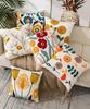 Stylish Embroidered Cushion Cover for Living Room or Botanical Elegant Cushion Cover with 3D Embroidery Bedroom, Floral, Nordic, Natural, 45x45cm,